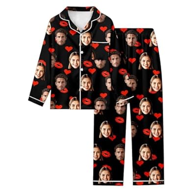 Generisch Conjunto de pijama para San Valentín 2026 San Valentín para imprimir uno mismo, ajuste holgado, casual para parejas (negro, S) | Ya disponible en tu tienda friki favorita! En mundofriki.es!