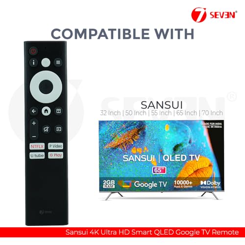 Image of 7SEVEN Compatible with Sansui Google Tv Remote Original Model JSW43ASUHD JSW50GSUHD JSW65ASUHDFF Suitable for Smart 4K UHD HD Ready Android Television - Non Voice Command