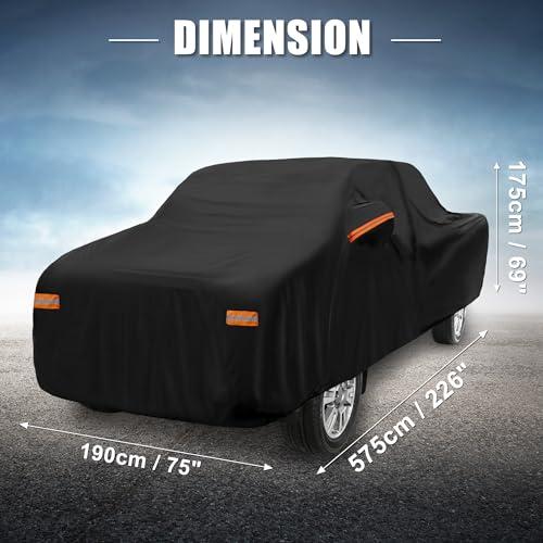 Image of X AUTOHAUX Car Cover for Toyota Tacoma Crew Cab Pickup 2005-2021 Aluminum Film Outdoor Waterproof Sun Rain Snow Hail Protection with Driver Door Zipper