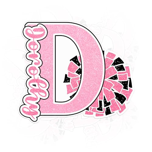 Custom Glitter Cheerleader Stickers Personalized Cheerleading Name High School Team Name Megaphone Pom Poms Waterproof Vinyl Stickers for Water Bottle Tumbler Phone Case Car Gift for Cheerleaders Girl