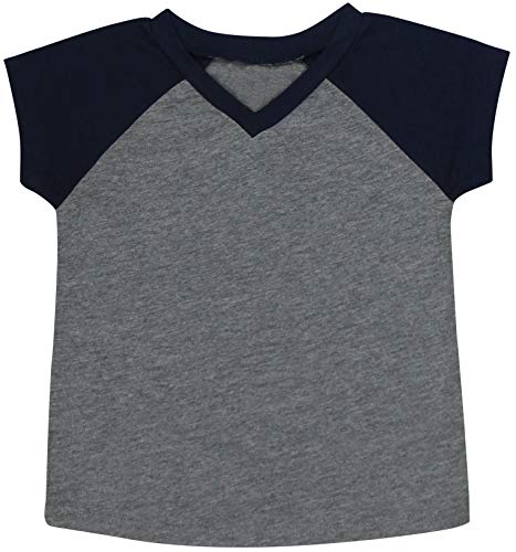 Image of ToBeInStyle Kids Boys Girls Cotton Jersey Contrast Raglan V-Neck Tee T-Shirts