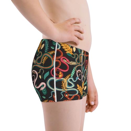 Boys' Cotton Boxer Brief Soft Underwear-Snake And Flower2