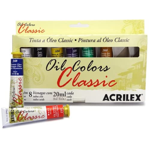 Estojo Tita Óleo Classic Colors Acrilex com 8 Bisnagas Multicor 20ml