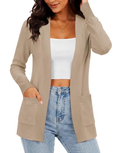 Image of REDHOTYPE Women's Open Front Cardigans Sweater with Pockets S-XXL | Womens Cardigan Sweater,Casual Style,Lightweight comfort,Soft & stretchy fabric,Long Sleeve,Perfect for for any season