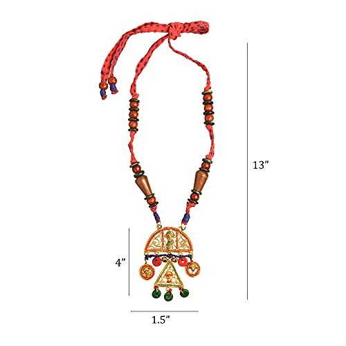Image of AAKRITI ART CREATIONS Royal Empress Handcrafted Tribal Dhokra Necklace & Choker Collection | Artisan Ethnic Brass Jewelry with Oval & Square Designs, Amulet & Talisman Styles for Women