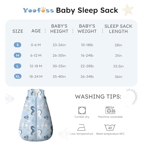 Image of Yoofoss Baby Sleep Sack 0-6 Months, TOG 2.5 Baby Wearable Blanket with 2-Way Zipper, 100% Organic Cotton Fabric Winter Newborn Sleeping Sack, Warm Soft Comfy
