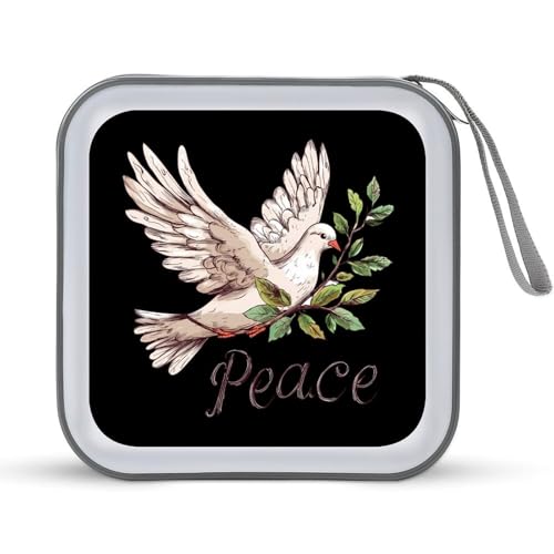 Peace Dove of Peace CD Case Portable DVD Holder Storage Organizer for Home Travel