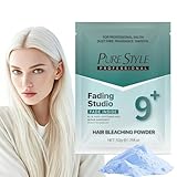 PURESTYLE Professional Ammonia-Free Hair Bleach Powder Packets 50g, Over 9 Levels Blue Fade Technology, Dust-Free & Fragrance Formula Fading Powder, Gentle Quick Bleach Lightener for Dark Hair