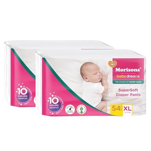 Image of Morisons* babydreams THE CHOICE OF SMART MUMS Morisons babydreams THE CHOICE OF SMART MUMS Super Soft Diaper Pant XL 108 Count 54 Count Pack of 2