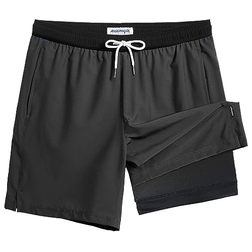Image of maamgic Mens Swim Trunks with Compression Liner 7 Inch Inseam Mens Bathing Suit Quick Dry Swimming Trunks Swimsuit