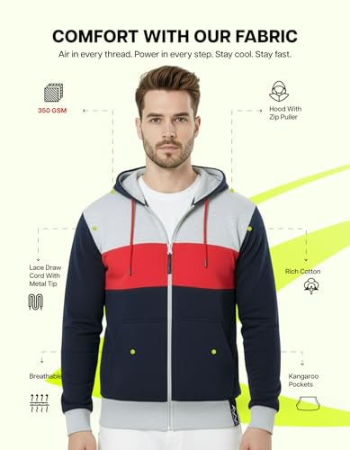 Image of AWG ALL WEATHER GEAR Hoodies for Men | Men's Solid Hooded Sweatshirt | Winter Wear | Pullover | Jackets for Men Stylish | Zipper Hooded Sweatshirt