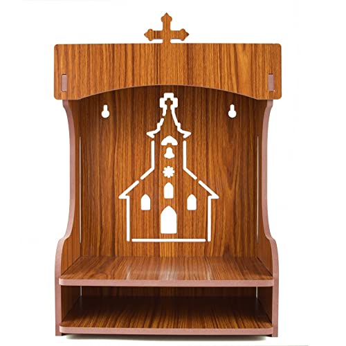 Krupasadhya Wooden Art Mini Temple for Home and Offfice Wall Mounted, Hanging Pooja Mandir Decoration Shelf (451T) 1