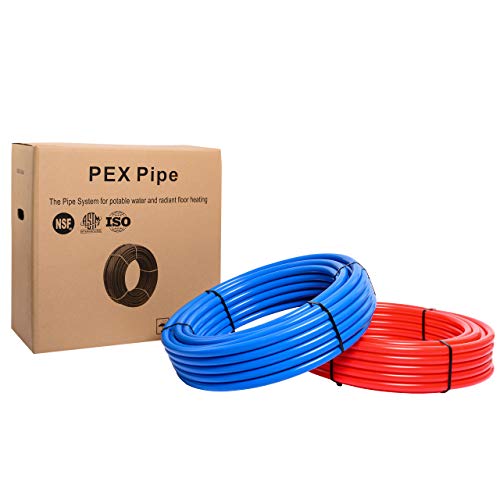 Image of Pex-b Pipe1 /2 Inch(2 x75 ft=150 ft, Red & Blue) Fitting DIY Kit, Crimp Fitting, Clamp Tool, Clamps Cutter &Heavy-Duty Canvas Bags,(79)