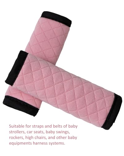 Image of Baby Car Seat Strap Pads, Shoulder Pads for Baby, 2 Pack (Plaid, Pink) | Baby Car Seat Belt Pads Reversible, Soft Shoulder Pads for Baby