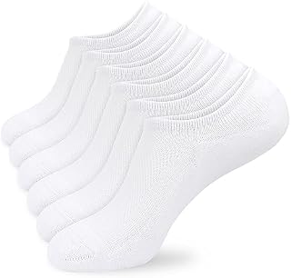 Womens Ladies White Black No Show Trainer Sports Socks 3 Pairs Invisible Non Slip Anti Blister Running Walking Cotton Socks for Womens 4-7 Socks