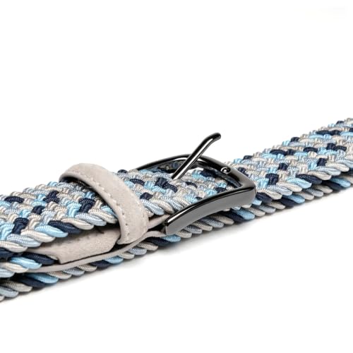 Image of Men's Stretch Braided Elastic Woven Canvas Golf Belt, multicolor,1 3 /8 inch