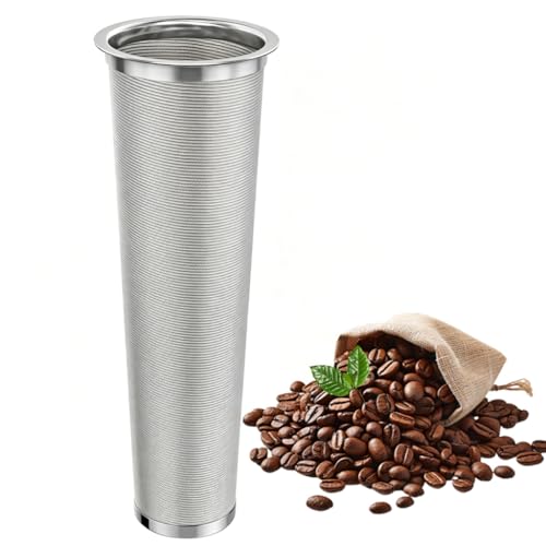 Image of Supvox Stainless Steel Cold Brew Coffee Filter 5x21cm, 304 Fine Mesh Reusable Coffee & Tea Infuser, Conical Filter for Mason Jars, Rustproof Cold Brew Maker for Iced Coffee Tea & Infused Drinks
