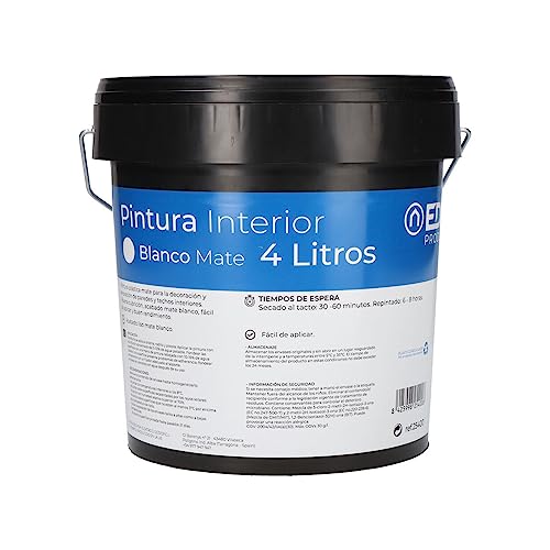 EDM 25400 Pintura Plastica Mate Interior, 4 l, Blanco