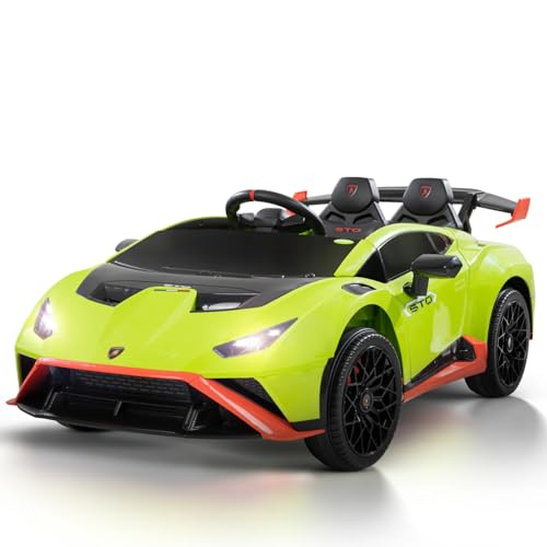 Image of Kawaii Kids Licensed Kids Rideon Car | Toyota Legender | Lamborghini | Manual Plus Remote Control | Lights and USB Music Player | Kids Age - 1-5 (Lamborghini, Green)