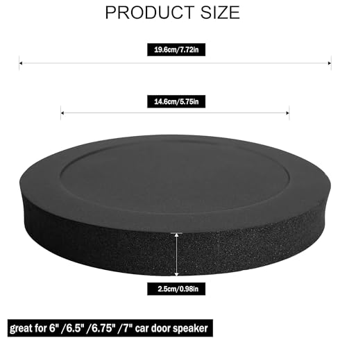VOFONO 4PCS 6.5" Speaker Foam, 6.5 inch Foam Rings, Self Adhesive High Rebound Sponge Bass Blocker Kit for Car Door Speaker Baffles Enhancer, Car Audio Accessories Avoid Sound Diffusion