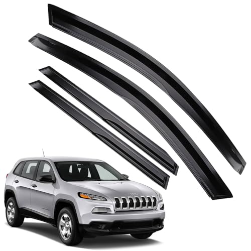Rain Guards for Jeep Cherokee 2014-2023, Tape-on Side Window Deflectors for Jeep Cherokee, Window Visors for Jeep Cars, for Jeep Car Accessories, 4 pcs