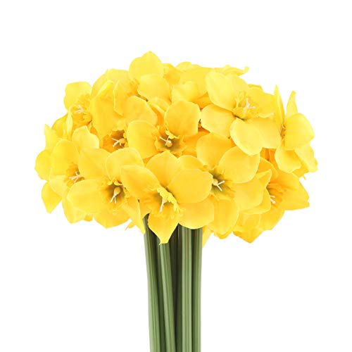 Mossyard 2 Bunches 12 Heads Artificial Daffodils, 15.10 Inch