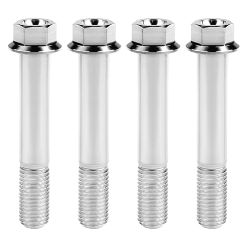 Image of Titanium Bolt M12 30 35 40 45 50 55 60 65 70 75 80 85 90mm Hex Small Flange Head for Motorcycle Car Modification Pack of 4 (M12x75mm Pitch 1.25, Silver)
