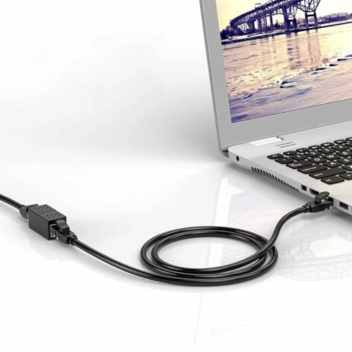 Coupleur RJ45 Câble Coupleur LAN Connecteur Inline Cat7/Cat6/Cat5e Adaptateur Extenseur Câble Ethernet Femelle à Femelle, Noir (2 Paquet)
