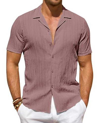 Chemise hawaïenne tendance pour homme boutonnée et extensible de marque DEMEANOR