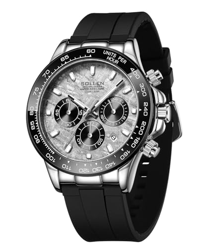 Image of SOLLEN Men's Multifunctional Sport Watch, Analog Quartz Wristwatch with Chronograph & Calendar, Waterproof Stainless Steel Luminous Watch for Running, Hiking, Daily Use - Gifts for Men