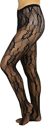 Image of ToBeInStyle Women's Elegant Floral Lace Inspired Spandex Net Full Length Tights