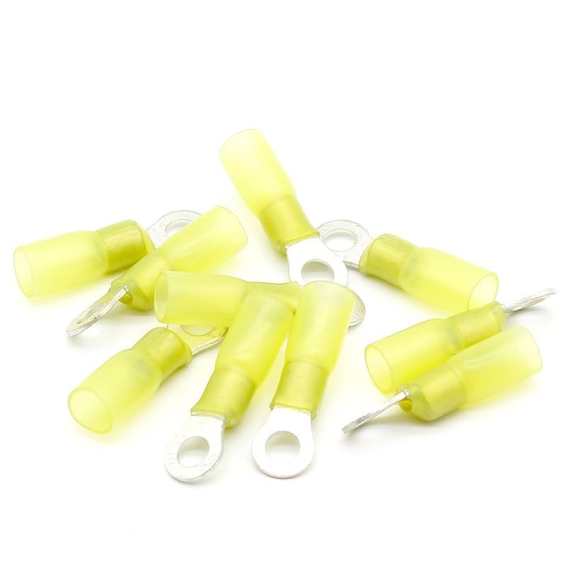 Borne à anneau jaune RV5.5-5 étanche thermorétractable pour câbles électriques, lot de 50 pièces