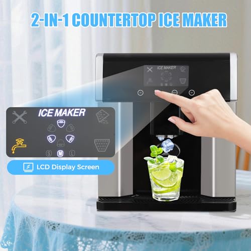 Fabricadora de hielo de mostrador 2 en 1 acero inoxidable miniatura 3