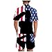 Kangyan Uomo Estate Bandiera Americana Stampa 3D Indipendenza Giorno Sport Suit Lana Suite, Nero , XXXXL