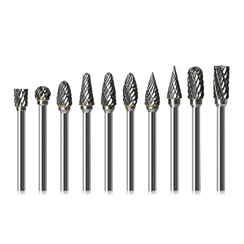Fresas de carburo de tungsteno 10 piezas 1/8" vástago miniatura 1