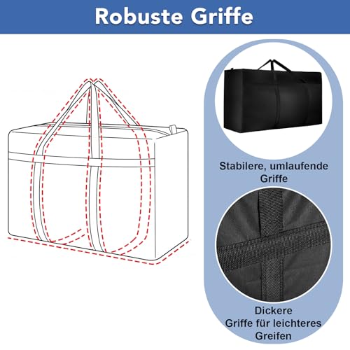Dntorx 2 Stück 180L Extra Große Aufbewahrungstasche, Oxford Heavy-Duty Umzugstaschen mit Reißverschlüssen Handgriff, Wasserdichte Tragetasche für Umzug Bettdecken Kleidung Bettwäsche Aufbewahrung