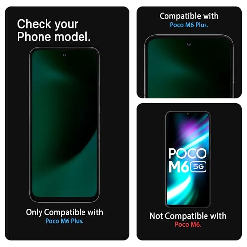 Image of ArmourPro Military Grade Gorilla Tempered Glass Compatible For Poco M6 Plus (6.79 Inch) With Easy Installation Kit for Smartphone| Edge To Edge Coverage | Black, Pack of 2