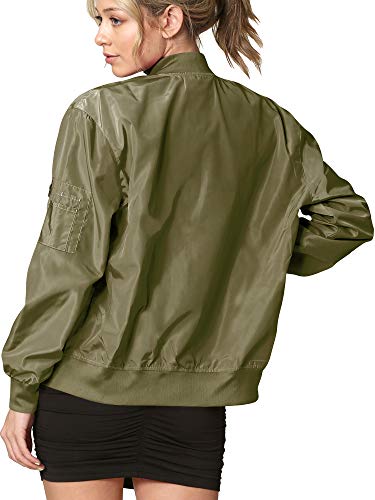 Lock and Love Women's Classic Lightweight Jacket Multi Pocket Windbreaker Bomber Jacket2