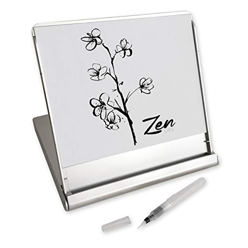Zen Artist Board, Fusion, Paint with Water Relaxation Meditation Art, Relieve Stress, Small Travel Size Magic Drawing Watercolor with Brush