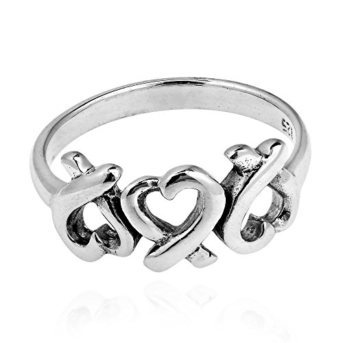 AeraVida Infinity Love Triple Hearts .925 Friendship Sterling Silver Promise Ring | Cute Wedding Rings For Women | Chic Comfort Fit Silver Rings for Women | Love Symbol | Sterling Silver Rings Sizes 6-92