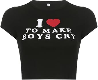I Heart Top y2k Graphic Baby Tees Summer Crop Top for Women