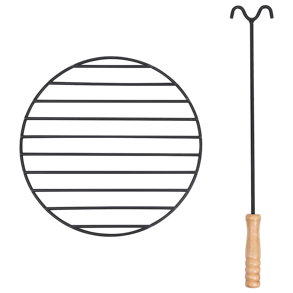 vidaXL Brasero con Atizador Jardín Patio Terraza Balcón Exterior Cuenco Chimenea Fogata Hornillo Calentador Calefactor Acero 54x54x55 cm