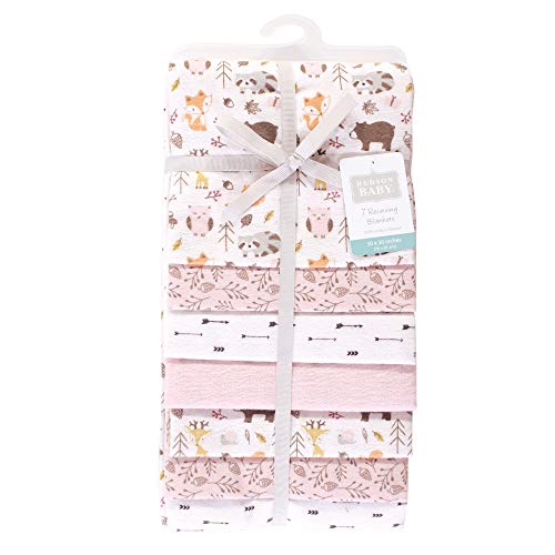 Image of Little Treasure Hudson Baby Cotton Poly Flannel Receiving Blankets Multipack, Pink Pinecone, 30x30 inches