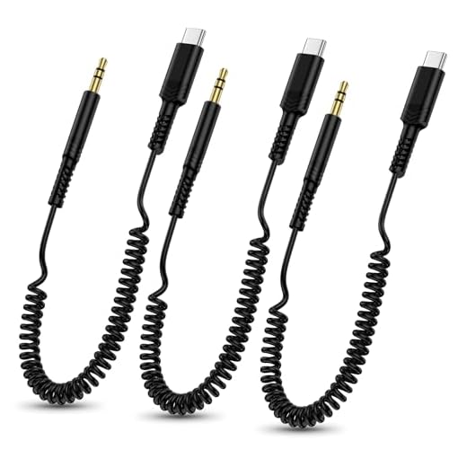 USB C to 3.5mm Aux Headphone Coiled Cable, Retractable Audio Jack Car Cord | 3Pack 4ft Stereo Hi-Fi Aux Cord for iPhone 17 16 15 Pro Max, Samsung Galaxy S26 Ultra S25 Edge S24 FE , Pixel 10a 10 Pro 9a 8