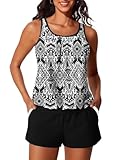 Summer Mae Blouson Women's Tankini Swimsuits Tummy Control Modest 2026 Two Piece with Sporty Pockets Bathing Suits Religious Customs Medium