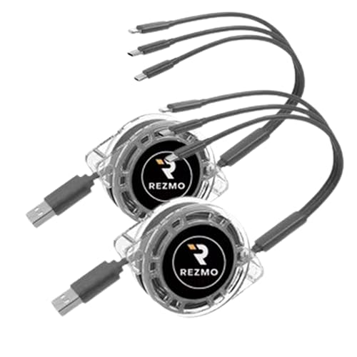 3-in-1 Multi Charging Cable [2-Pack, 4ft] | Fast Charging Retractable USB Cord with Lightning, Type C & Micro USB for iPhone, Samsung, Tablets & More (Gold) image 4