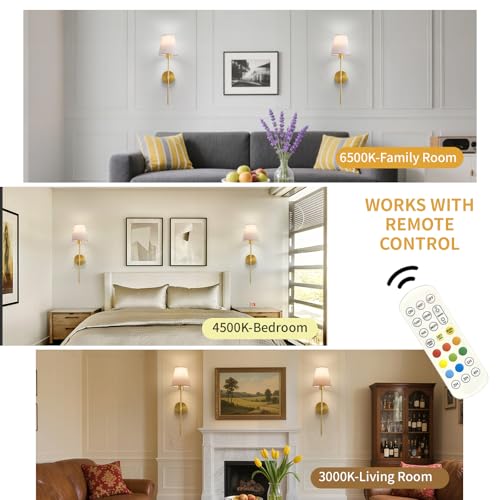 Image of Set of 2 Battery - Operated Wall Sconces, Rechargeable Wireless Wall Lights
