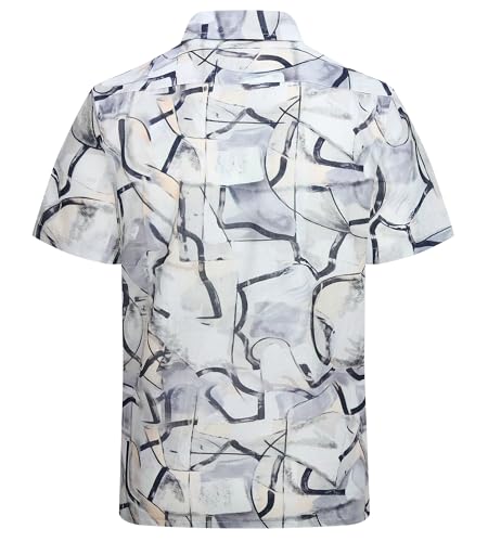 Alex Vando Mens Print Linen Cotton Shirts Short Sleeve Casual Summer Hawaiian Beach Shirt for Men4