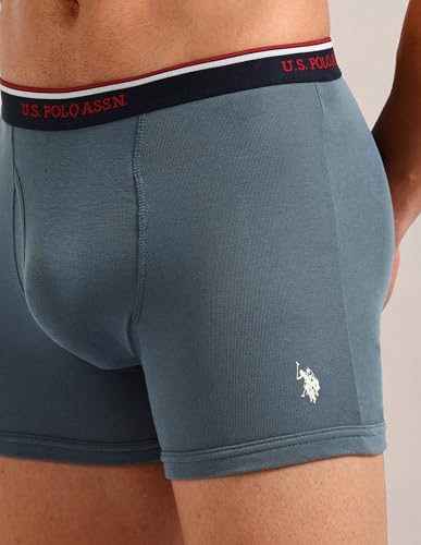 Image of U.S. Polo ASSN. Men's I667 Ribbed Cotton Mid Rise Underwear Trunks - Pack of 1