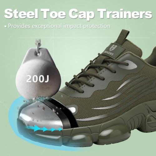 Image of Hogent Steel Toe Shoes for Men Women, Ultra Lightweight Premium Comfortable Work Sneakers, Puncture Proof Air Cushioned All‑Day Wear Safety Toe Shoes for Industrial Construction Warehouse Factory Work